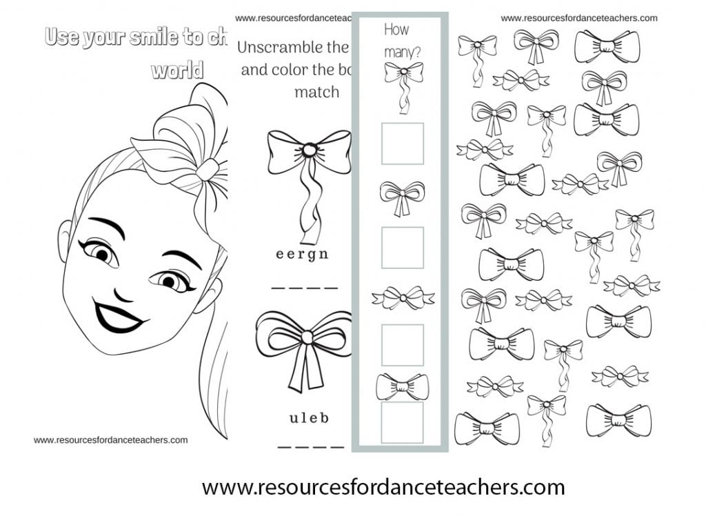 JoJo Bow camp activity set - Resources for Dance Teachers