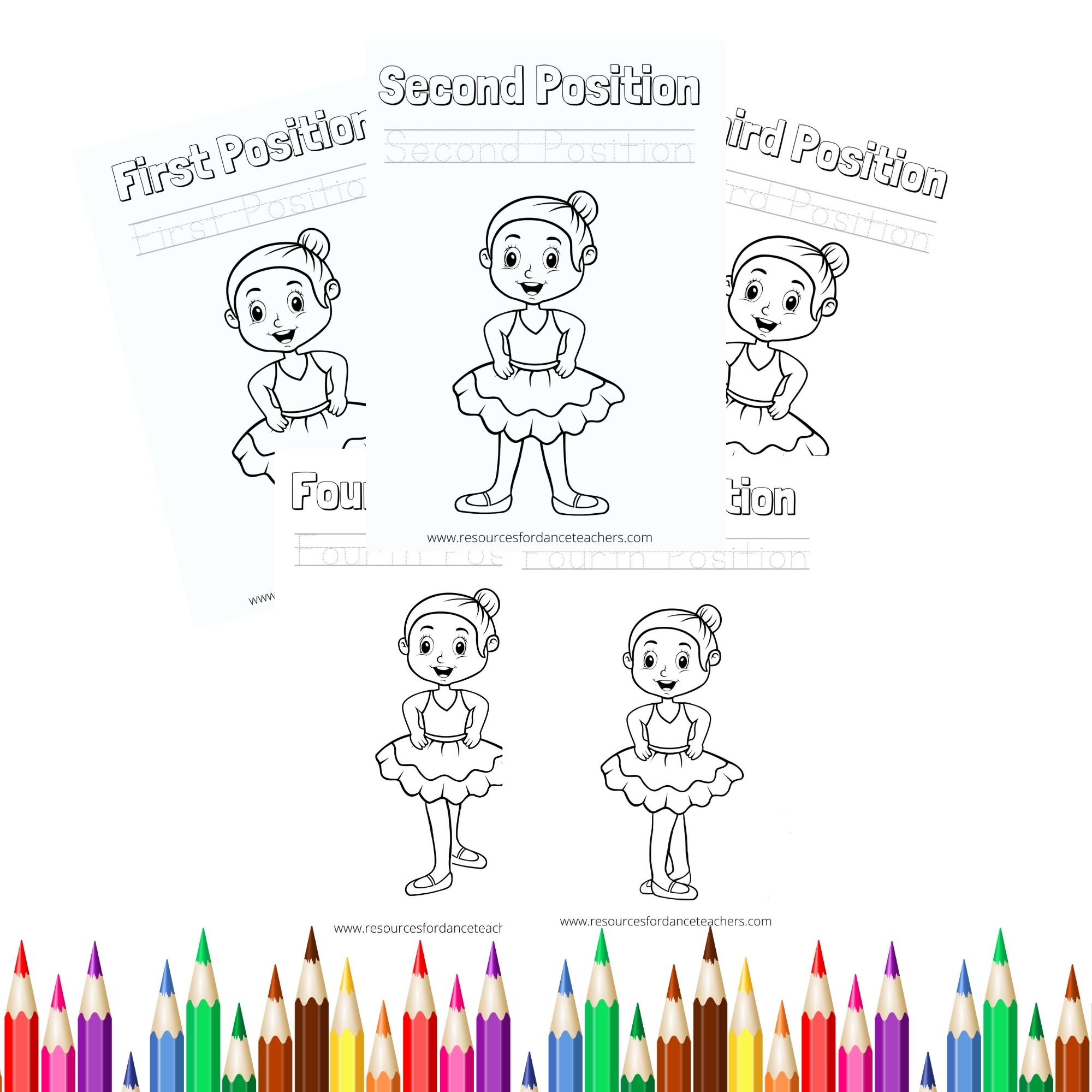 Girls Ballet Coloring Pages 5 Positions Resources For Dance Teachers