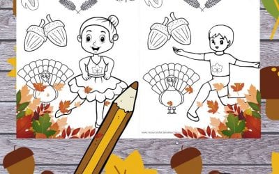 Free Thanksgiving ballet coloring page